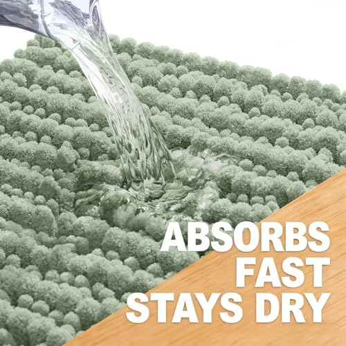 OLANLY Large Bathroom Rugs 59x35, Thick Soft Absorbent Chenille Bath Rugs