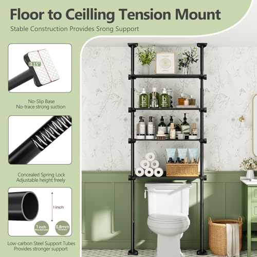 Over The Toilet Storage Shelf No Drill 4-Tier Adjustable Bathroom Organizer