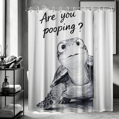 Funny Sea Turtle Shower Curtain Kids Ocean, 70x72 Inchs