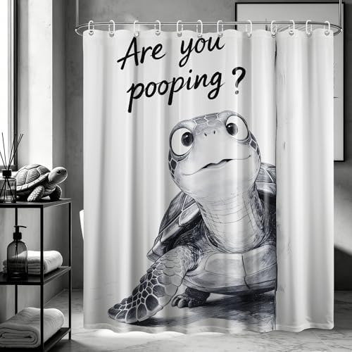 Extra Tall Shower Curtain XL are You Pooping Turtle, 70 x 78 Inchs