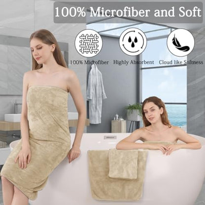 4 Piece Extra Large Bath Towels Set 35x70 Inches - Luxury 600 GSM Oversized Bath Sheet Towel,Ultra Soft Microfiber - Quick Dry,Highly Absorbent Shower Towels Spa Hotel Bathroom Towel Set (Beige)