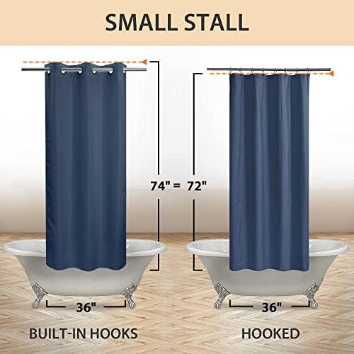 River Dream No Hook Stall Shower Curtain or Liner Microfiber Navy, 36x74