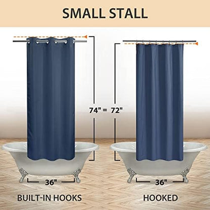 River Dream No Hook Stall Shower Curtain or Liner Microfiber Navy, 36x74