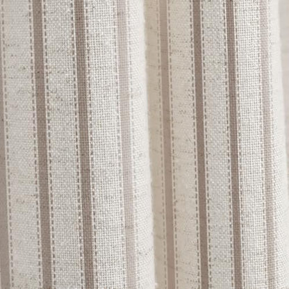 Farmhouse Striped Shower Curtain Taupe Vintage Linen Curtain 72"W X 96"L