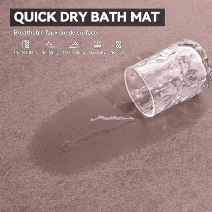 MontVoo -Bath Mat Rug-Rubber Backing Non Slip Quick Dry Absorbent Thin Bathroom Rugs Fit Under Door-Faux Suede Surface Bathroom Floor Mats-Shower Rug for in Front of Bathtub Shower Dusty Rose 17"x59"