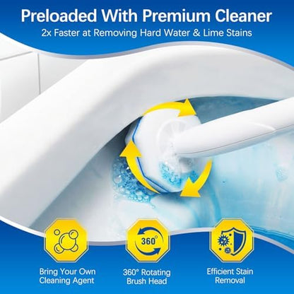 64 Count Disposable toilet brush head for Clorox Toilet Wand, Disposable Toilet Brush Heads, 5X Cleaning Power, Tear-Resistant, Fresh Scent