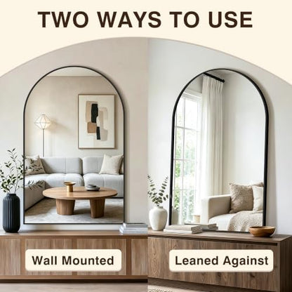 Arched Bathroom Vanity Mirror for Over Sink, 55”x35”, Black