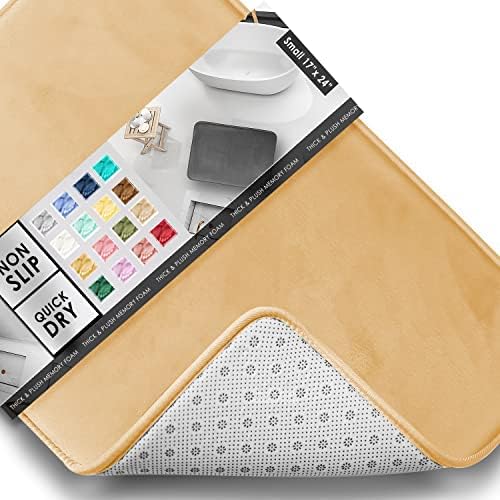 Clara Clark Bathroom Rugs, Velvet Memory Foam Bath Mat, Non-Slip, Machine Washable Bath Rugs - Dries Quickly, Ultra Soft Plush Bath Mats for Bathroom, 17 x 24, Cream