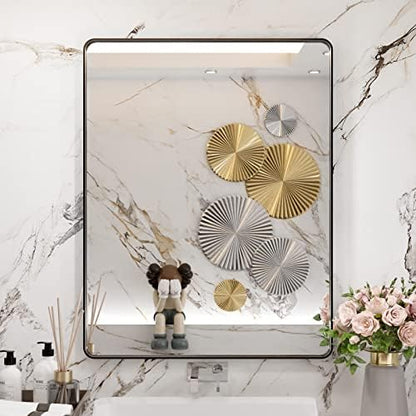 WEER Black Bathroom Vanity Mirror 28X36 Inch
