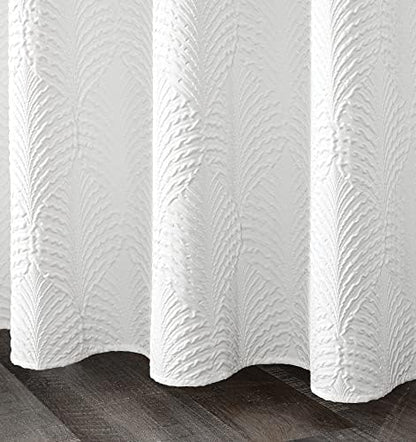 Gibelle Small Stall Shower Curtain, Narrow Half 3D Embossed Textured White Fabric Shower Curtain, Modern Farmhouse Chic Soft Cloth Bathroom Curtains Shower Set with Hooks (White, 36" W x 72" L)