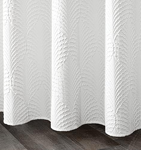 Gibelle 72x78 Long Shower Curtain, White 3D Embossed Half Bath Curtain