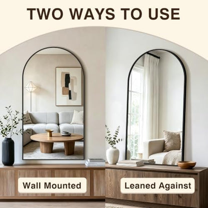 Arched Bathroom Vanity Mirror for Over Sink, 55”x30”, Black