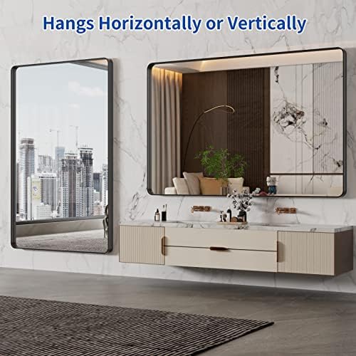 WEER Black Bathroom Vanity Mirror 55X36 Inch