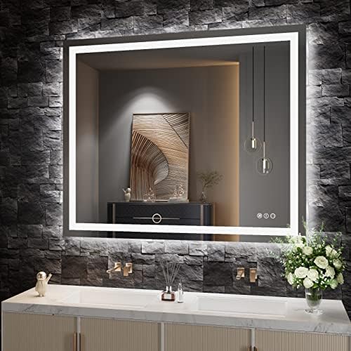 Amorho LED Bathroom Mirror 44"X36" with Front Light and Backlit