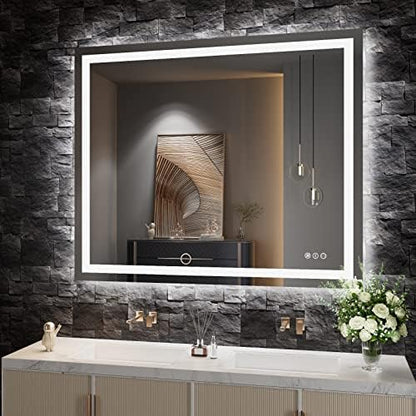 Amorho LED Bathroom Mirror 48"X40" with Front Light and Backlit
