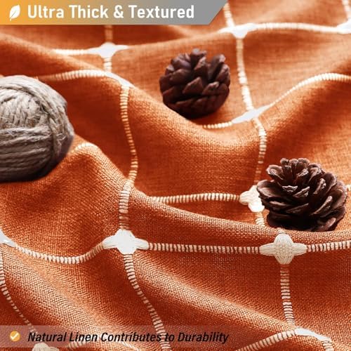 BTTN Stall Boho Farmhouse Linen Shower Curtain Set, 36x72, Burnt Orange