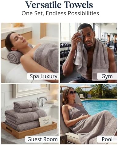 LANE LINEN Bath Towel Set 100% Cotton 24 Piece Soft Absorbent - Platinum