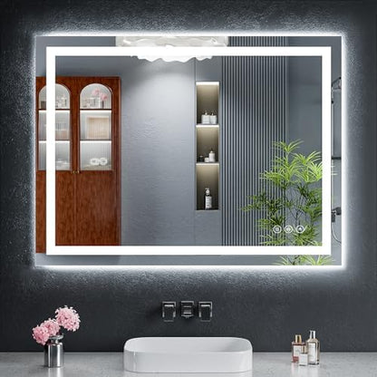 32"x40" LED Bathroom Mirror with Lights, Backlit+Frontlit, Anti-Fog