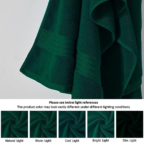 COZYART Luxury Bath Towel Set 3 PCS, Dark Green 100% Turkish Cotton 650 GSM