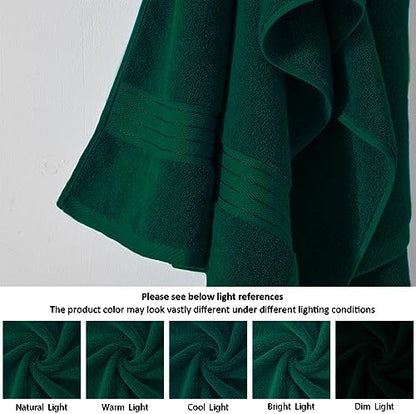 COZYART Luxury Bath Towel Set 3 PCS, Dark Green 100% Turkish Cotton 650 GSM