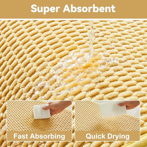Triohero Large Bathroom Rugs Non Slip Washable Bath Rugs Super Absorbent Bathroom Rug Thin Quick Dry Low Pile Bath Mats, Yellow 36"x48"