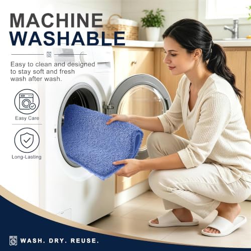 OLANLY Microfiber Bathroom Rugs 36x24, Ultra Soft Bath Mat, Cornflower Blue