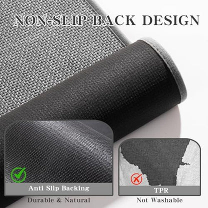 chakme Bath Mat 36x25, Ultra Thin Non Slip, Quick Dry Absorbent, Dark Grey, 36"x25"