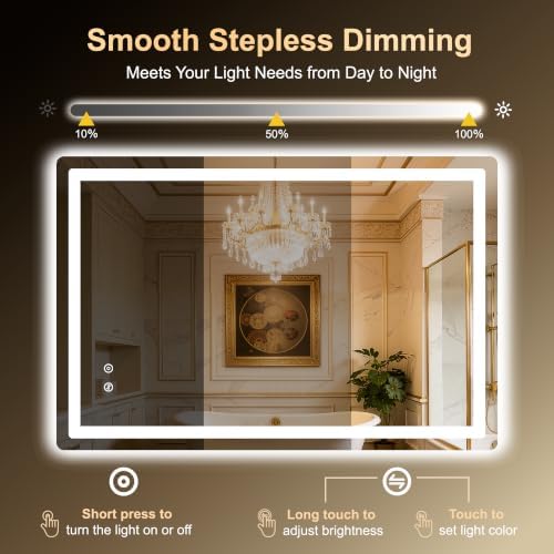LED Bathroom Mirror, 45"x30" Bathroom Vanity Mirror with Lights