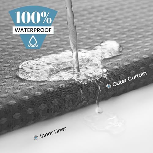 SORTTO No Hook Waffle Shower Curtain with Snap in Liner Set, 71x80, Grey