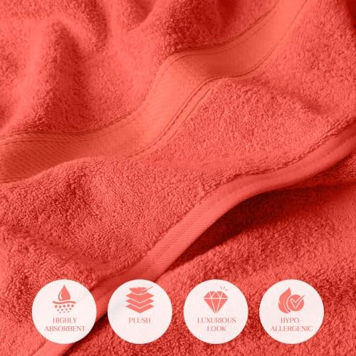SUPERIOR Egyptian Cotton Ultra Plush & Absorbent, 3 Piece Set, Coral