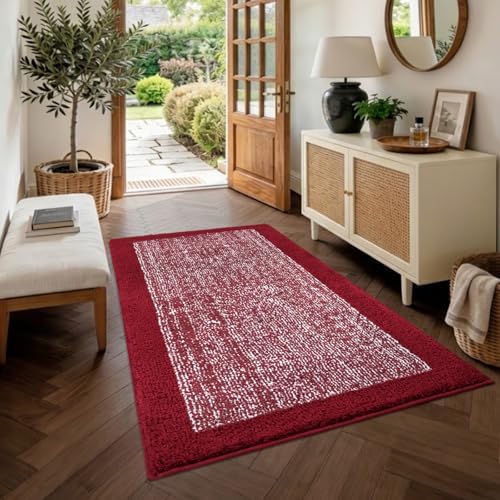 48x32 Large Bathroom Rugs Non Slip Washable, Soft Absorbent Bath Mat Red