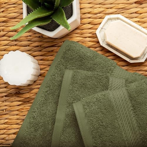 Superior Egyptian Cotton Plush Absorbent, 10 Piece Set, Forest Green