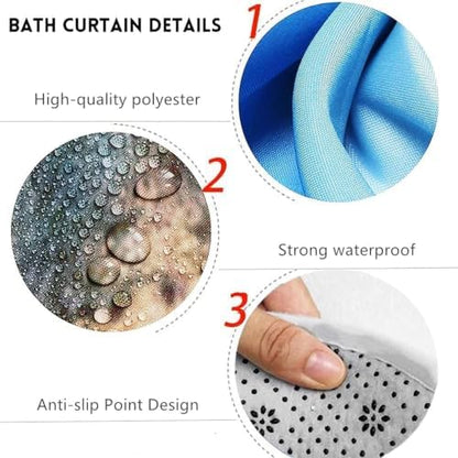Chrainy 4pcs Golden Butterfly Shower Cutain Set Bathroom Decor Accessories