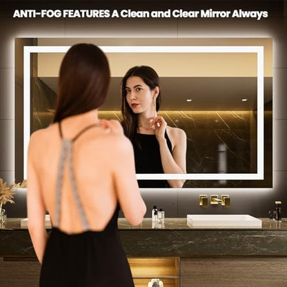 LOAAO 68"X36" LED Bathroom Mirror with Lights, UL Listed