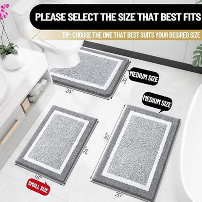 OLANLY Bathroom Rugs 36x24, Soft Absorbent Microfiber Bath Rugs, Grey