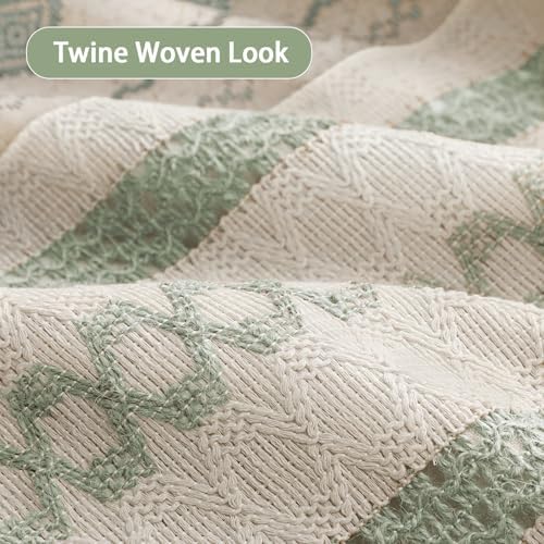 Sage Green Boho Linen Shower Curtain,72" W x 72" L