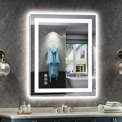 Briivue 24x30 Inch LED Bathroom Mirror with Lights, Backlit & Front Lit