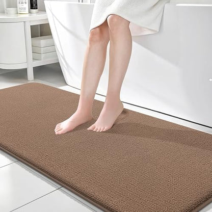 OLANLY Memory Foam Bathroom Runner Rugs 70x24, Absorbent Long Mat, Mocha