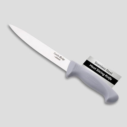 Restaurantware 8 Inch Carving Knife Stainless Steel Ergonomic Handle Non-Slip Grip Durable Kitchen Knife, Dishwasher-Friendly for Home Cooking and Commercial Use, Gray