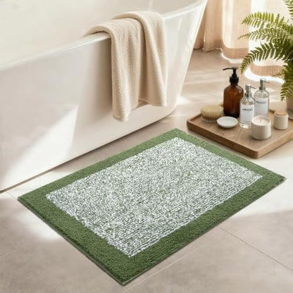 Bathroom Rugs 30x20 Non Slip Washable, Soft Absorbent Bath Mat Matcha Green