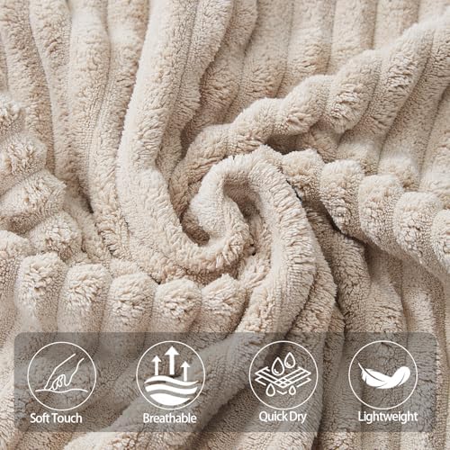 3 Pack Bath Towel Set, 40"x80" Oversized Bath Sheet, Beige