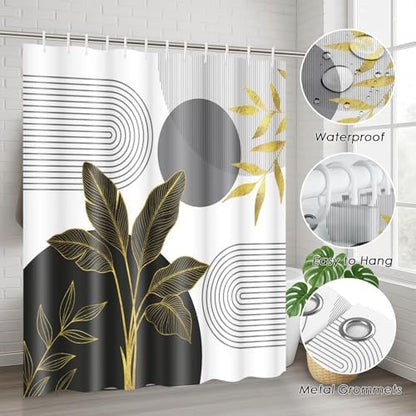 Bathroom Sets with Shower Curtain and Rugs, 4 Pcs, Boho Mid