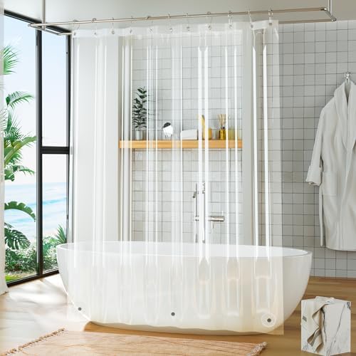 Titanker Plastic Shower Curtain Liner, Clear Shower Liner PEVA 66x72 Lightweight Waterproof Shower Curtains for Bathroom with Magnets and Rustproof Grommets