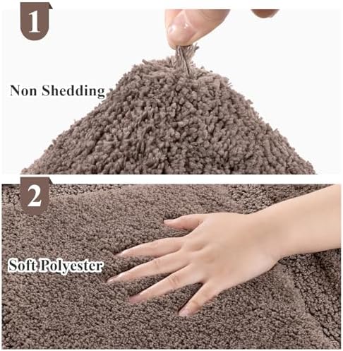 SHACOS Soft Microfiber Bathroom Rugs Set of 2 Pieces, Coffee