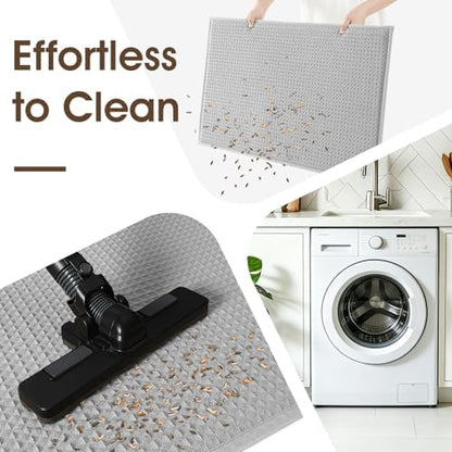 Memory Foam Bath Mat, Ultra Soft Absorbent Waffle Bathroom Rugs, Super Non-Slip PVC Backing Bath Rug Quick Dry, Machine Washable Rug for Tub, Shower, Home Decor Accessory, 24" x 17", Light Gray