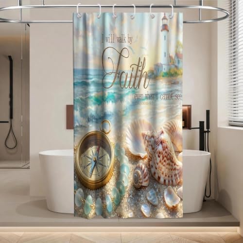 Luxury Ocean Aesthetic Shower Curtain Beach Nautical Funky Inspirational