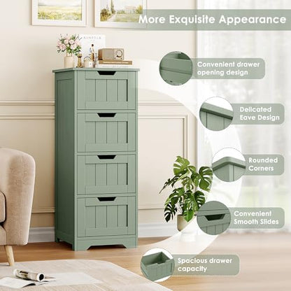 FOTOSOK Bathroom Storage Cabinet with 4 Drawers, Small Bathroom Cabinet