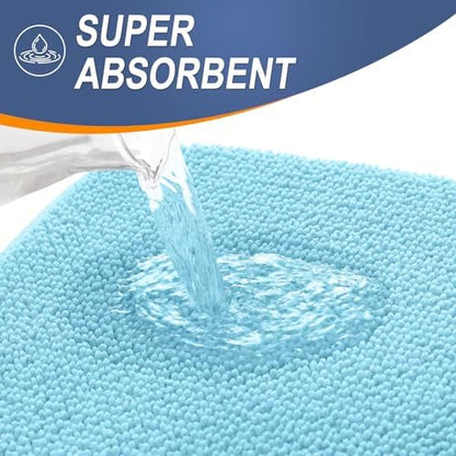 OLANLY Thick Memory Foam Bathroom Rugs 30x20, Absorbent Bath Mat, Sky Blue