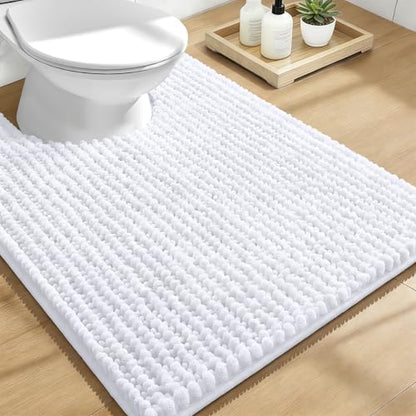 OLANLY Thick Chenille Toilet Rugs U-Shaped 24x20, White