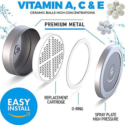 AquaHomeGroup Filtered Shower Head, 20+3 Stage, Reduces Chlorine, Chrome